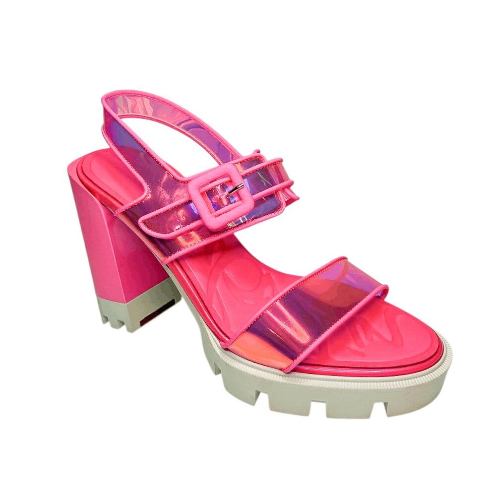Christian Louboutin Loubi Duniss Lug 100 Pink Platform Heeled Sandals EU 37